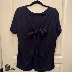Banana Republic navy back bow top